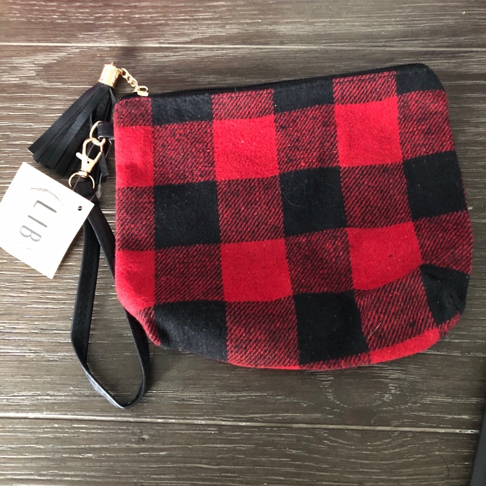 Autumn Buffalo Plaid Tassle Clutch